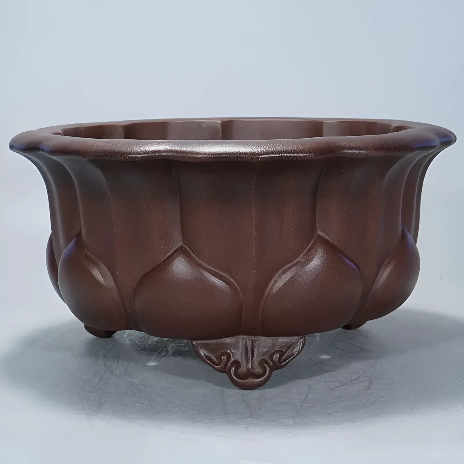 Purple sand clay succulent flower pot with Chinese classical styling measuring 37x37x20cm