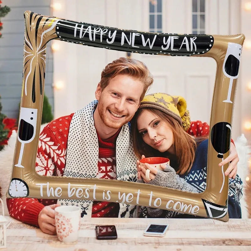 Christmas inflatable photo frame made from PVC for party photography and interactive toy use.