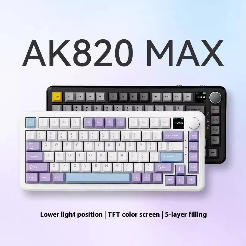 Three-mode mechanical keyboard in black, grey, or yellow with wireless connectivity and hot-swappable switches