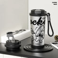 500ml stainless steel vacuum insulated travel cup in various colours showing heat retention capability