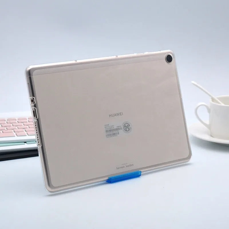 Clear white ultra-thin silicone tablet case for 7-inch devices with TPU reinforcement