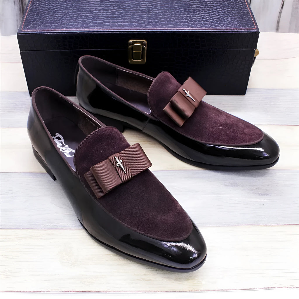 Men's matte patent leather shoes with tassel detail in European style