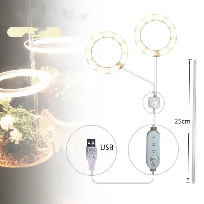 USB LED plant growth light with transparent housing and acrylic mounting stick