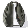 Men's straight cut striped sweater cardigan in a chemical fibre blend fabric, shown in beige colour.