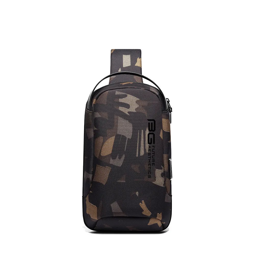 Men's casual business shoulder bag with USB charging port in Oxford cloth construction