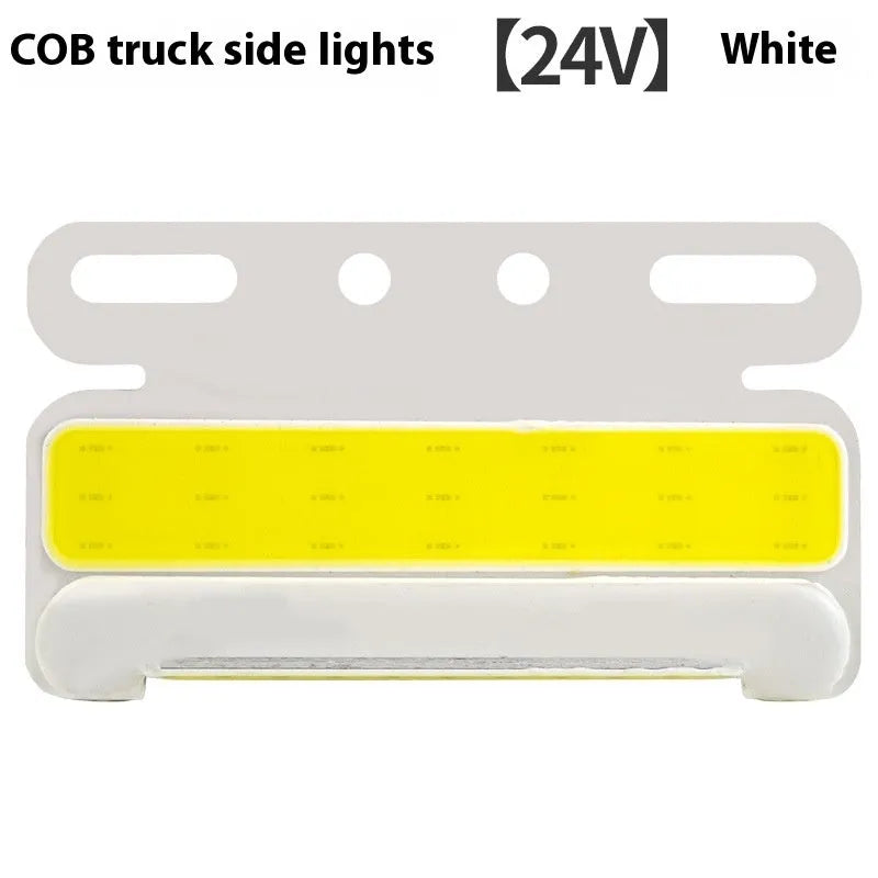 Waterproof aluminium alloy truck side light with super bright COB LED, for 12V or 24V vehicles.