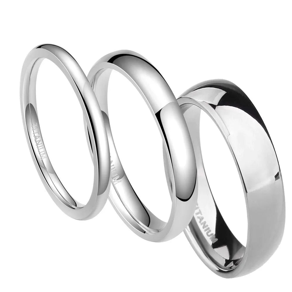 A silver-coloured titanium steel ring shown in a minimalist style on a grey background.