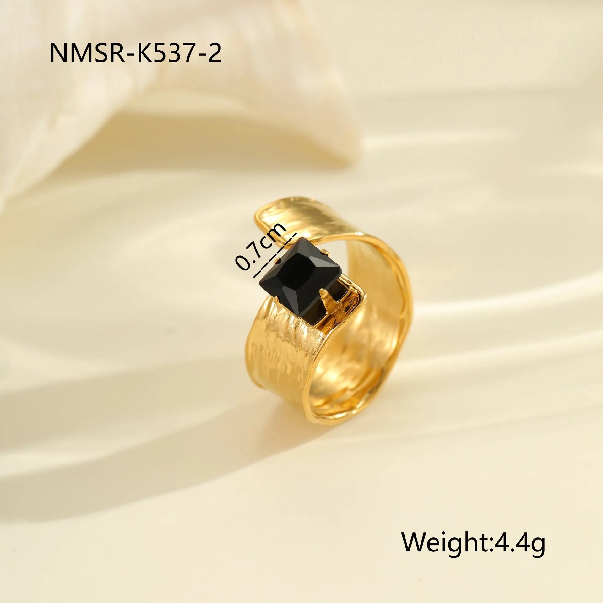Geometric stainless steel ring for women with zircon detail and open adjustable design.