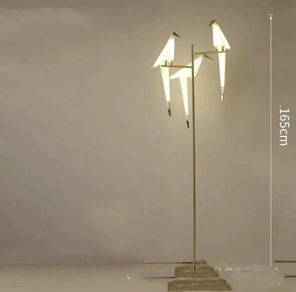 Paper crane iron lampshade warm light floor lamp for living room bedroom