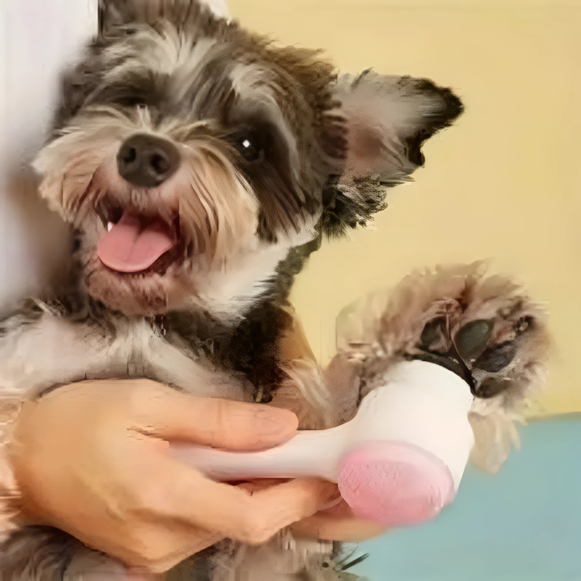 Blue nylon pet paw brush for dogs and cats measuring 13.5cm in length