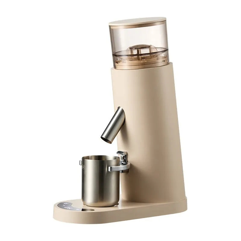 Automatic electric coffee grinder machine in stainless steel with 0.5L capacity.