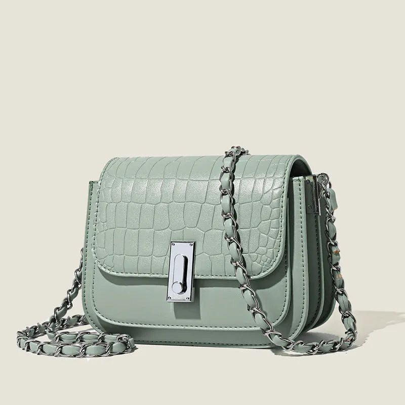 Women's soft PU horizontal square crossbody shoulder bag in black, shown with phone compartment.