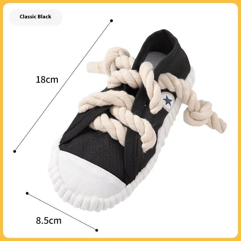 Dog sound slippers toy in plastic with squeaker for chewing relief