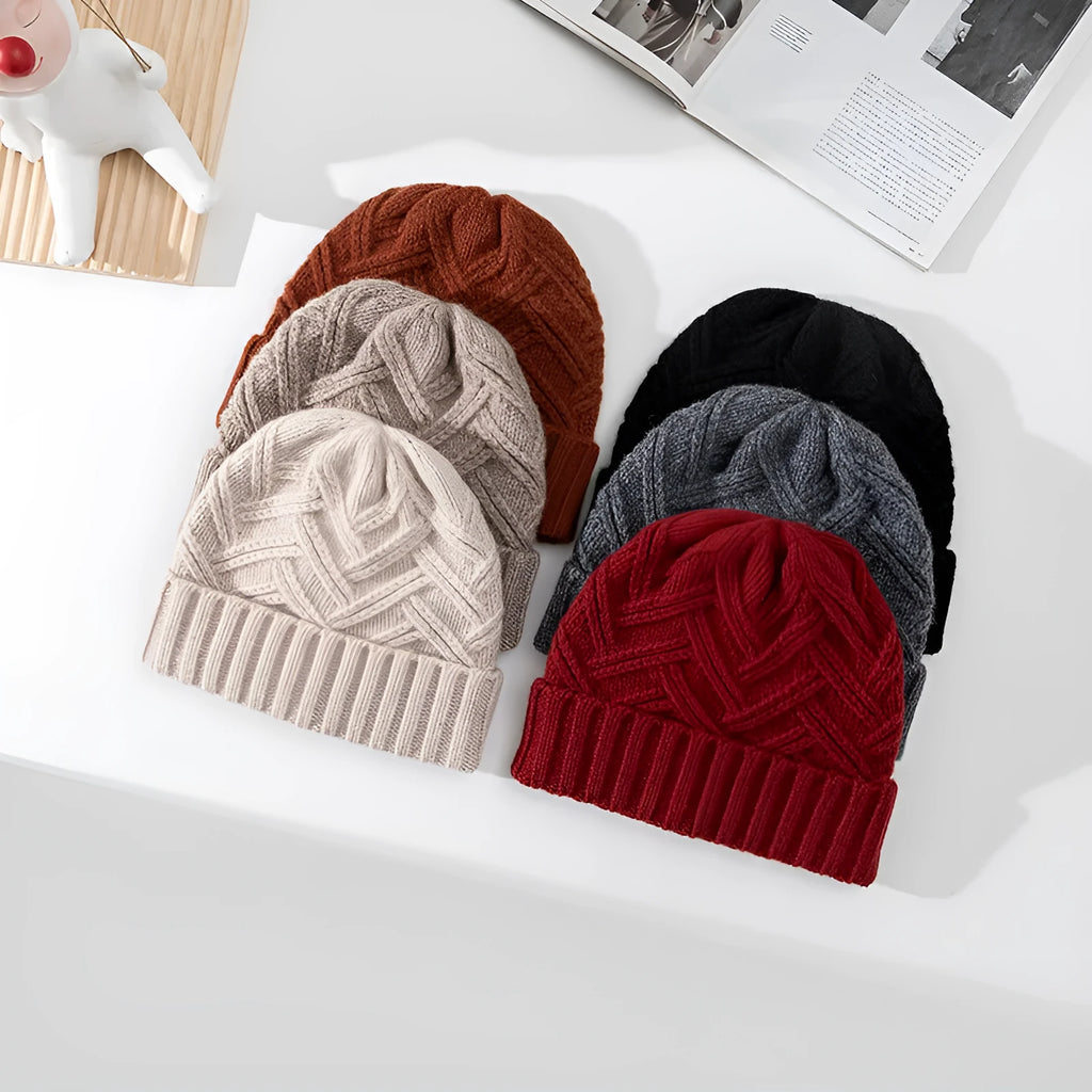 Wool women's knitted winter hat with dome crown in six colour options