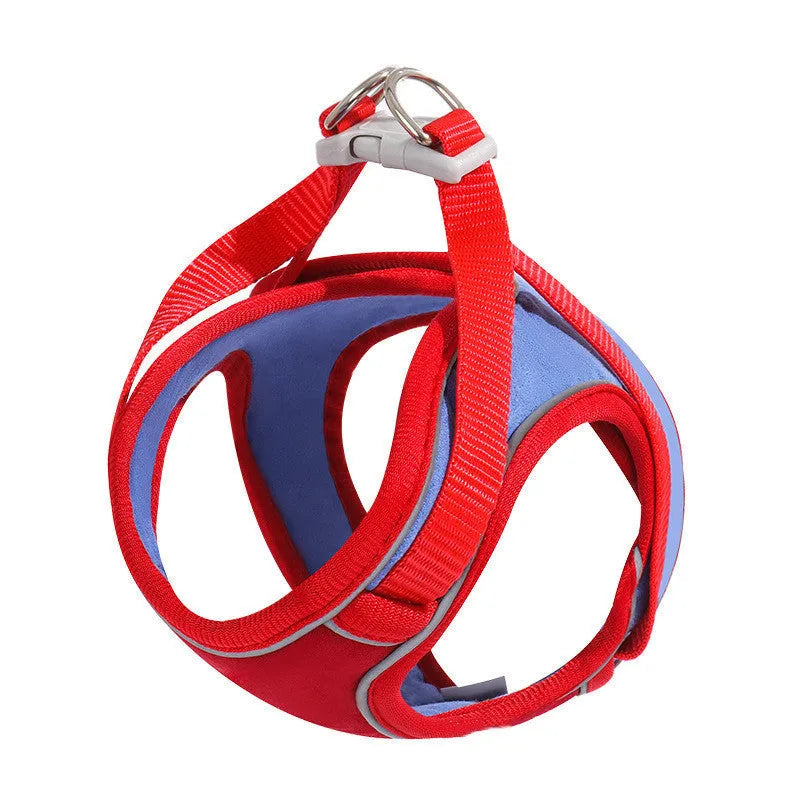 Anti escape reflective cat harness leash in suede with chest girth sizing for small to large cats