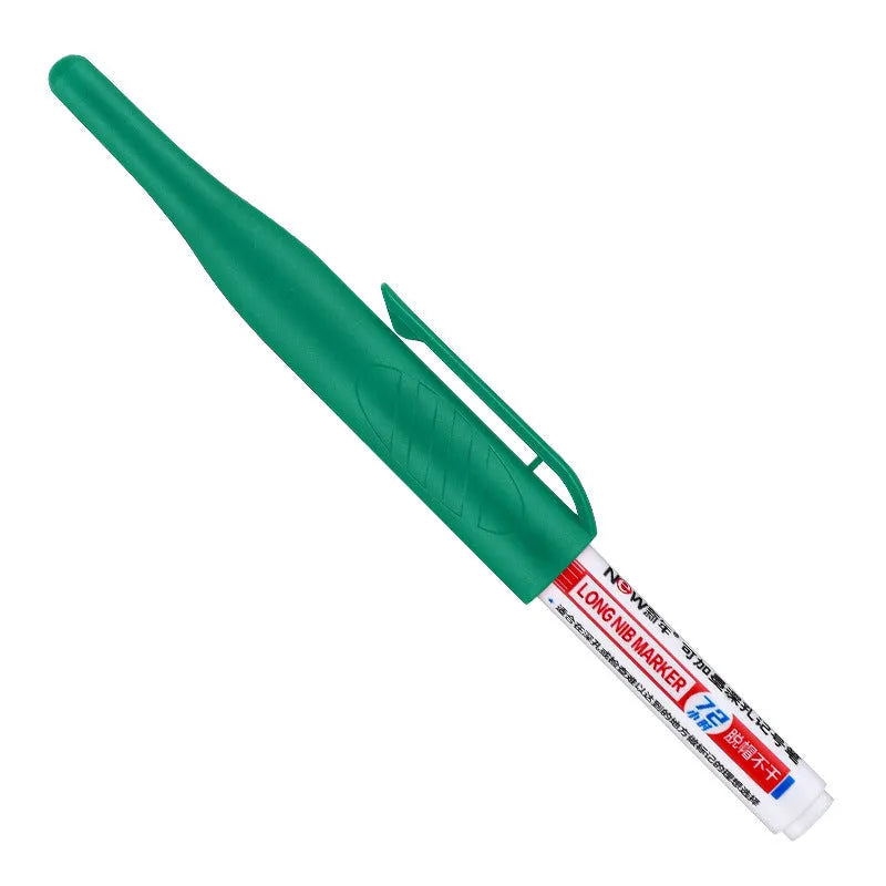 Oil marker pen for woodworking with quick-dry waterproof ink in black, red, blue, and green colours.