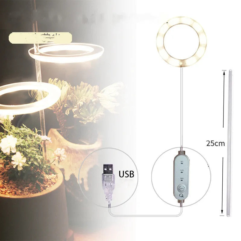 USB LED plant growth light with transparent housing and acrylic mounting stick