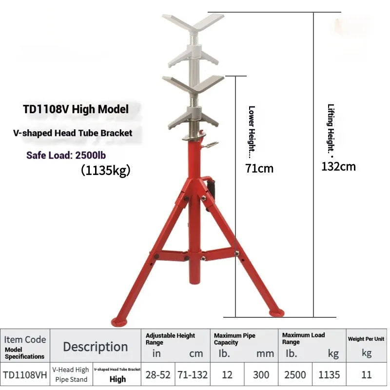 Metal V-head pipe bracket with ball mount options for steel pipe support