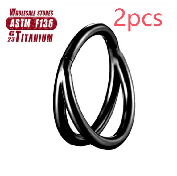 Titanium alloy fork nose ring in silver colour with diamond treatment and fork closure mechanism