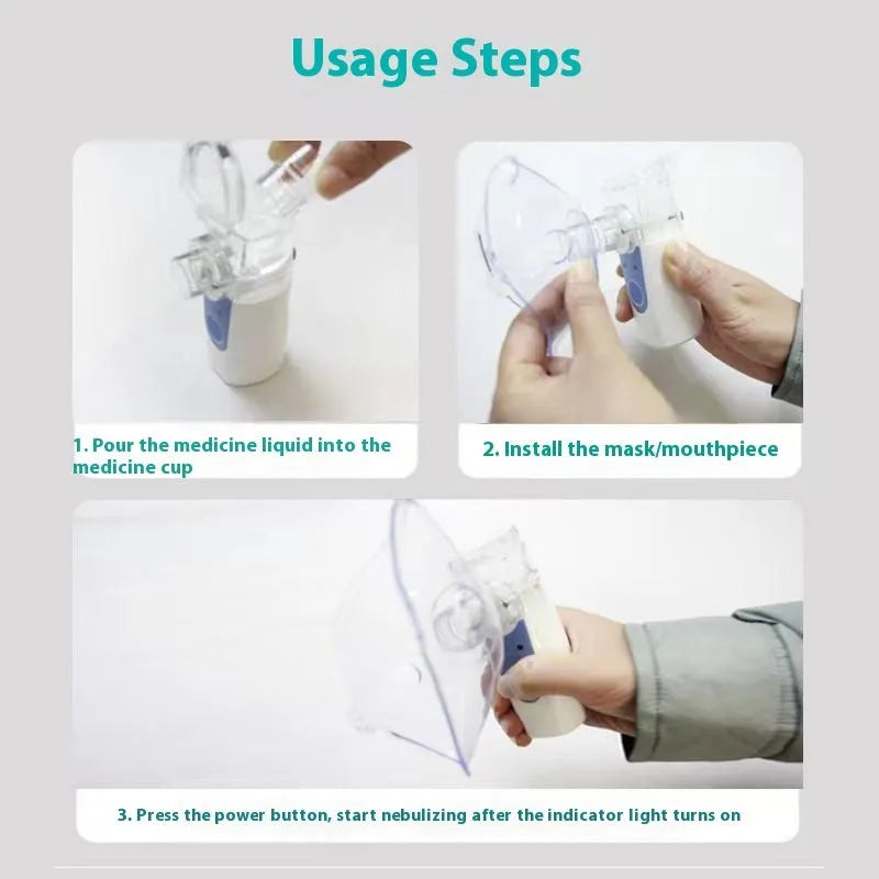 Handheld columnar USB nebuliser spray machine with a water tank, for quiet household use.
