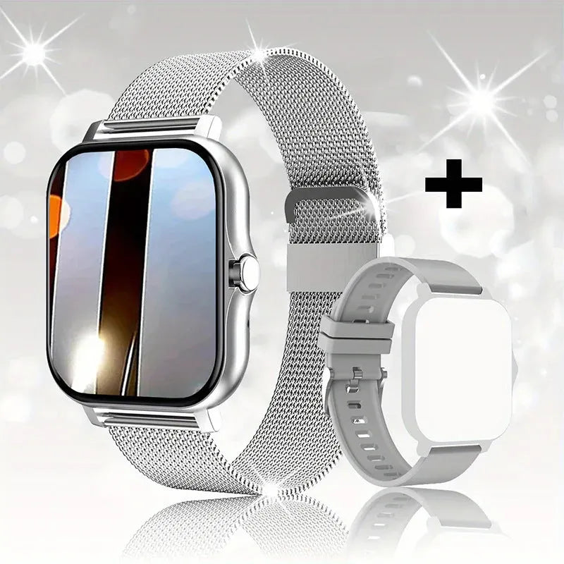 Smart watch with 1.44-inch colour touchscreen display on a silicone wrist strap.