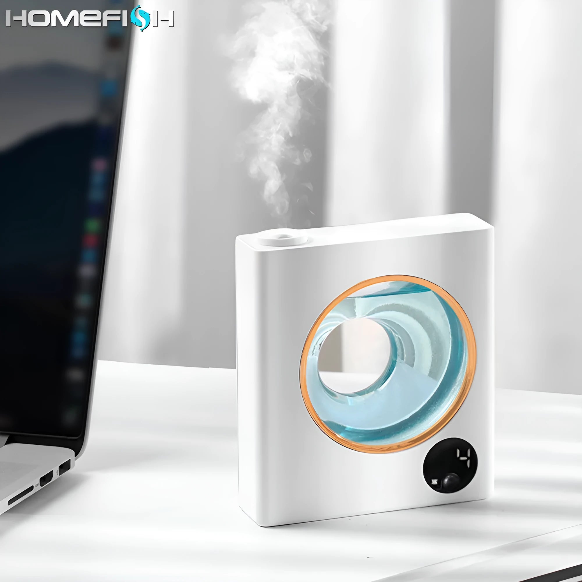 Small white wall-mounted automatic aromatherapy machine with USB charging port