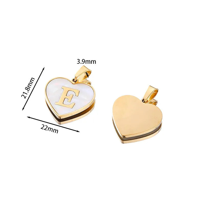 Gold plated heart-shaped personalised necklace with white shell charm on an adjustable chain.