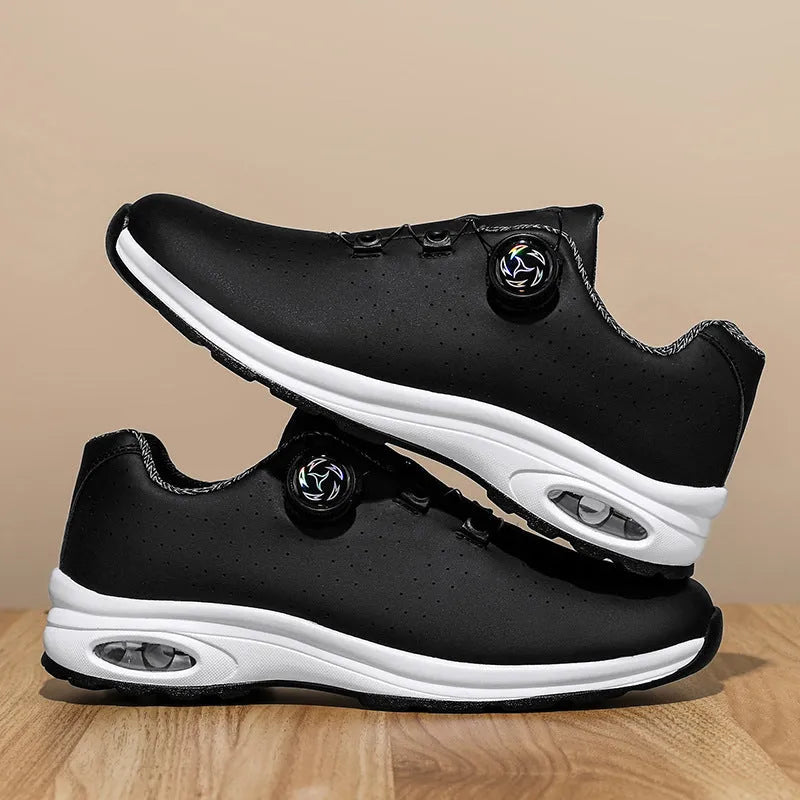 Black low-top mesh casual tennis shoes with cross shoulder straps and round toe design