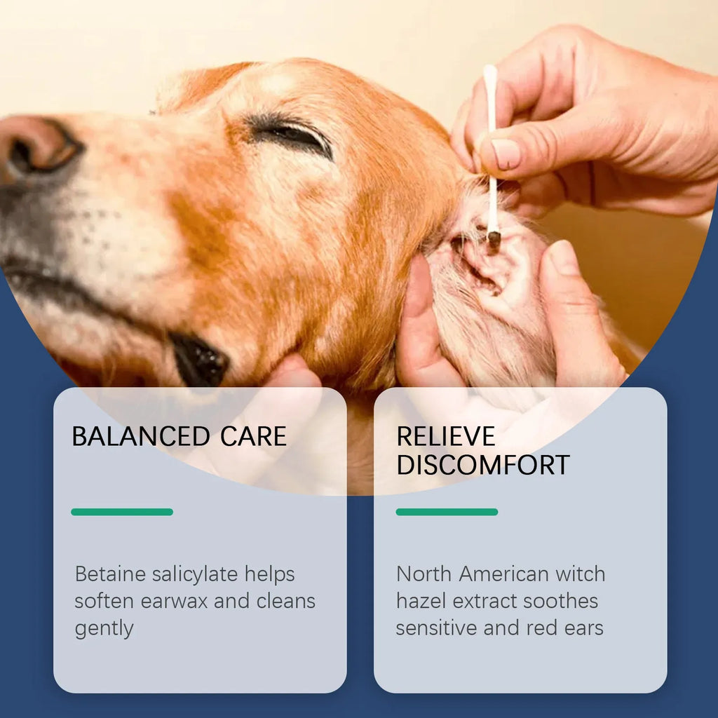 100ml bottle of cat and dog ear cleaner solution for gentle ear wax removal