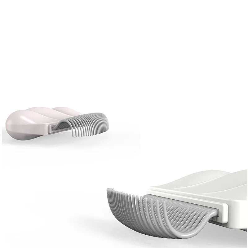 Blue deshedding brush for pets on a white background, showing its 9x9cm size.