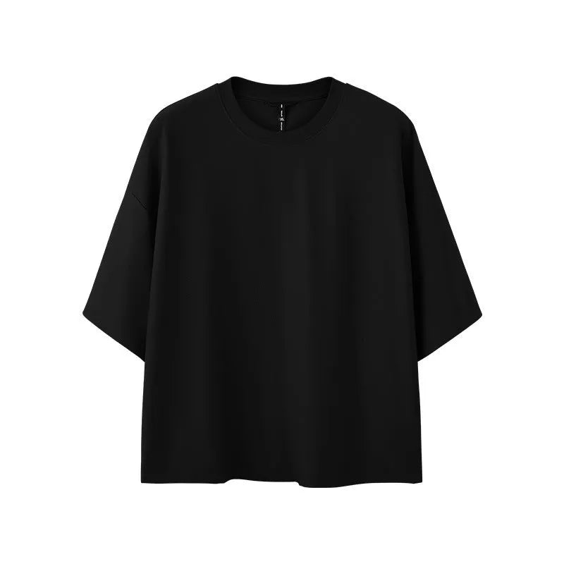 Men's sand grey loose fit short sleeve pullover t-shirt with quick-drying cotton polyester fabric