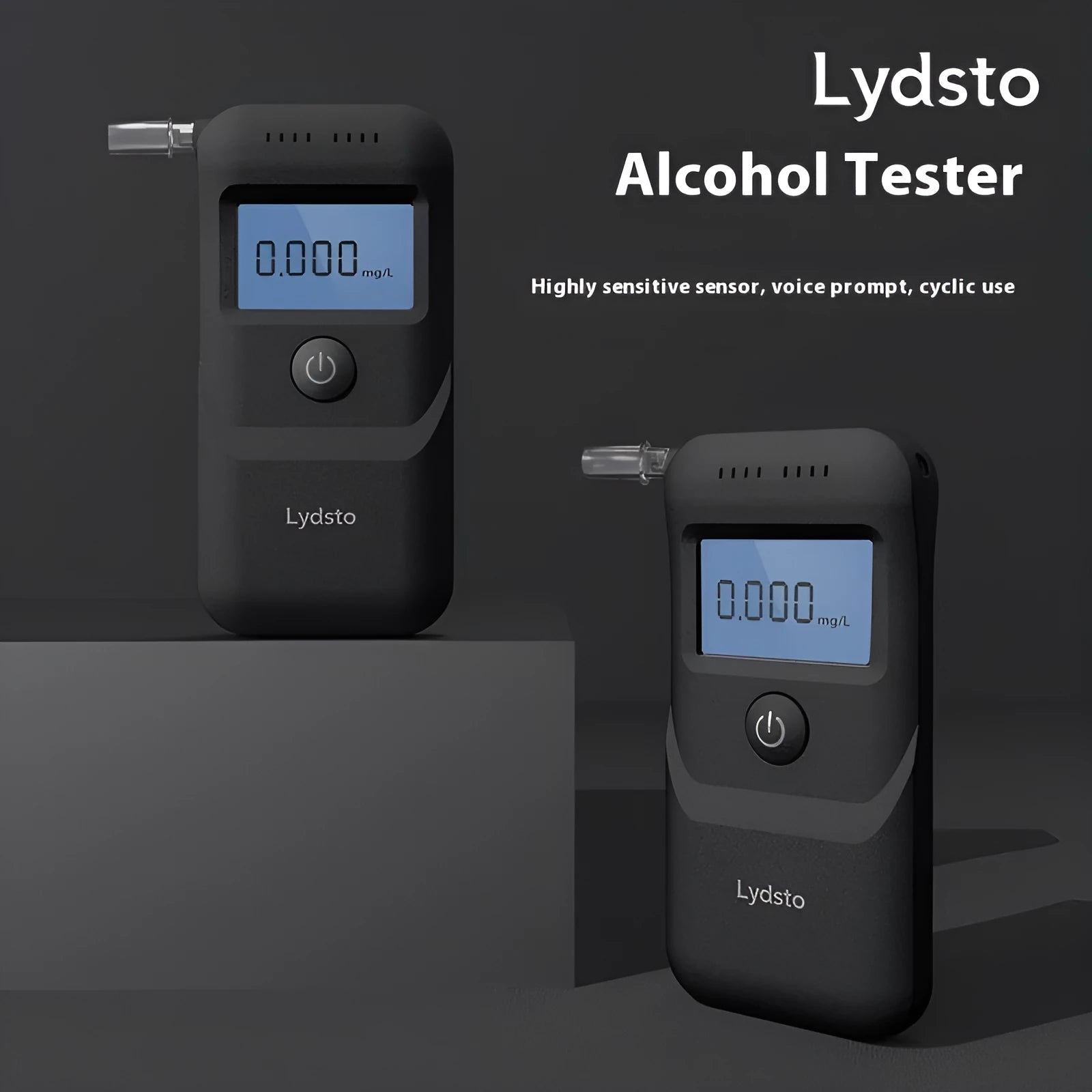Black household alcohol breath tester device with height detector function