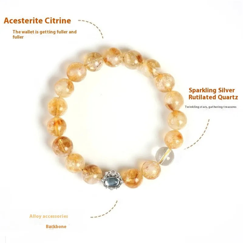 Citrine crystal geometric bracelet with 10mm stones and polished surface