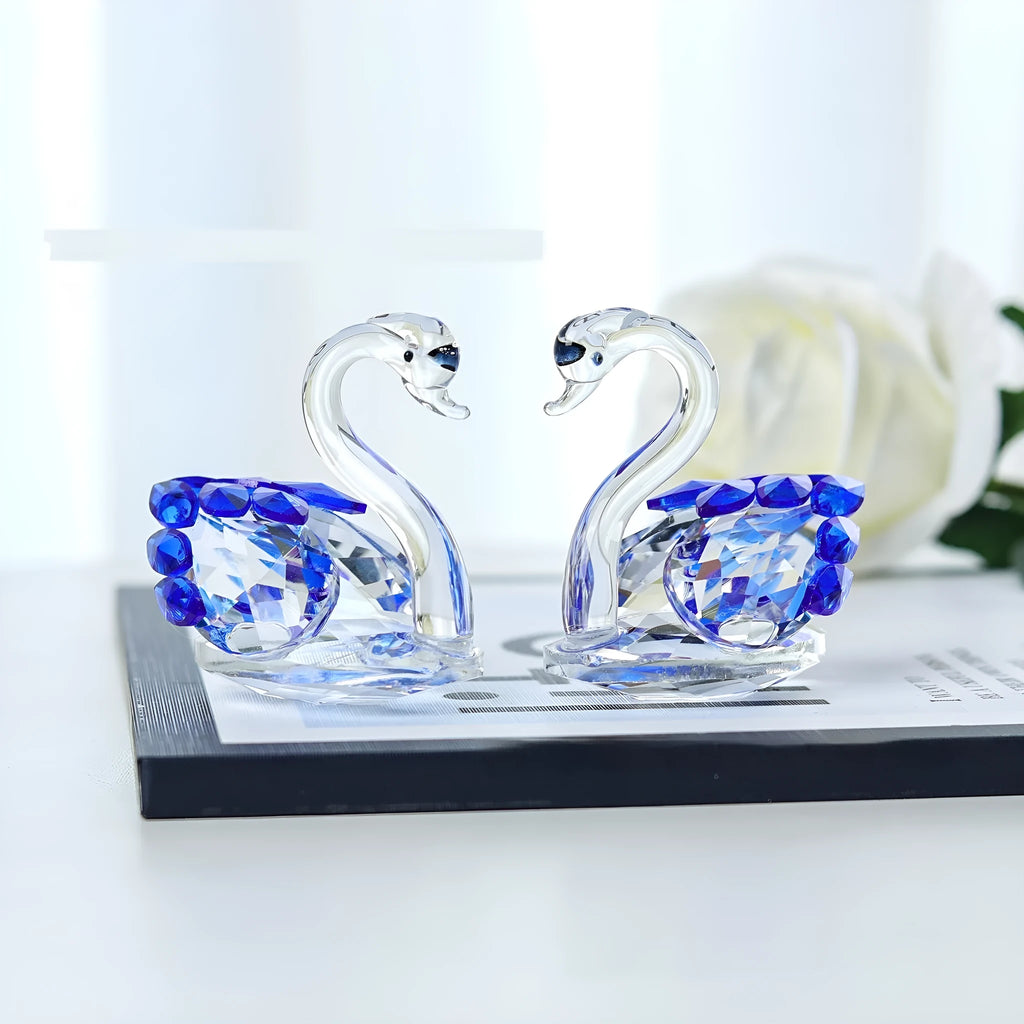 Crystal swan desktop decoration in choice of four colours and two design styles
