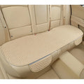 Linen car seat cushion in charm coffee colour showing hemmed edge detail