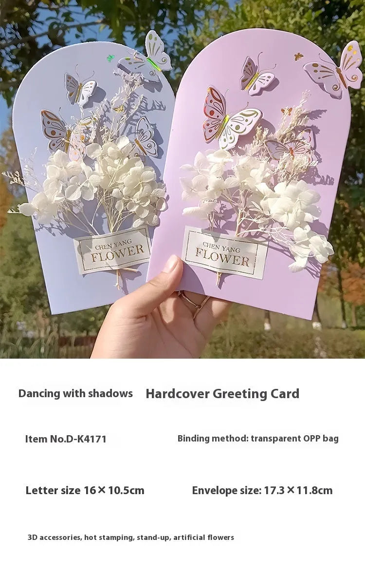 Boxed 3D butterfly birthday card with decorative accessories and envelope