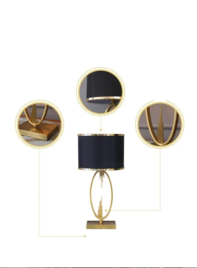 White Nordic style bedside lamp with drum shape and Phnom Penh trumpet design on a wooden table