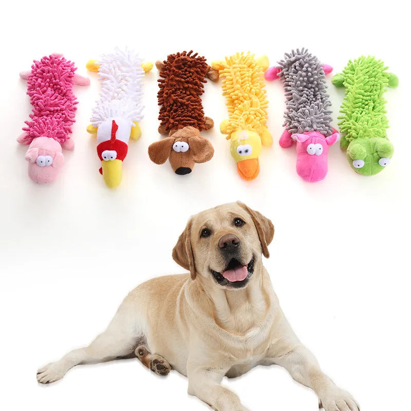 Plush microfiber horse molar dog toy in six animal colour variations