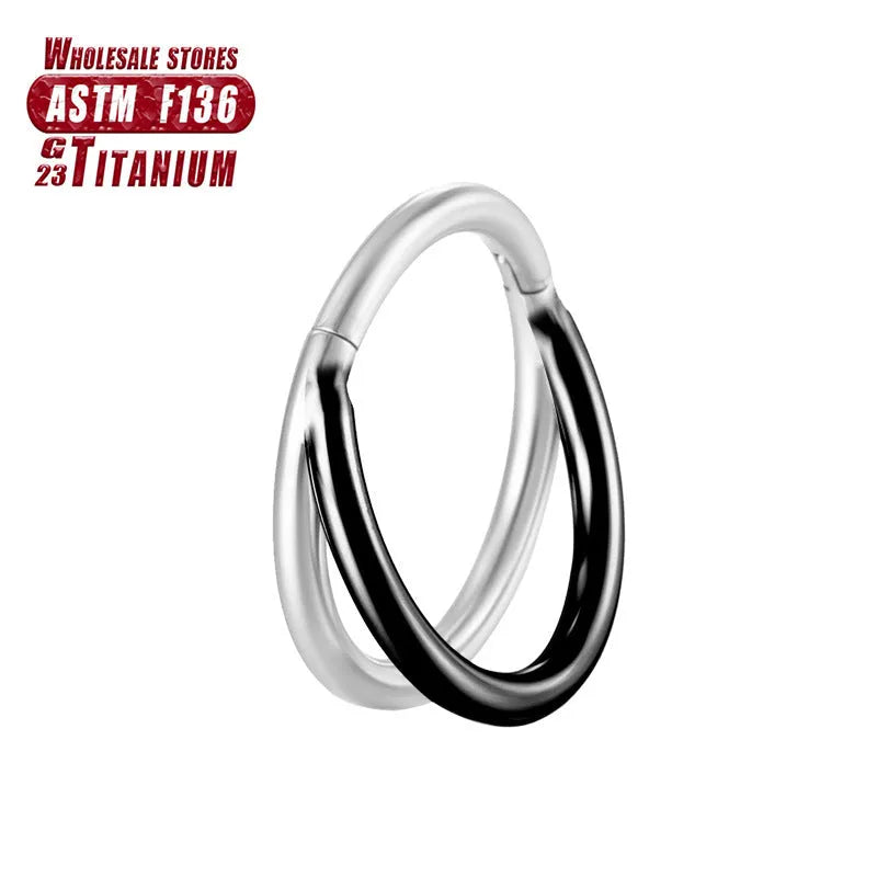 Titanium alloy fork-style nose ring body jewellery shown in silver finish.