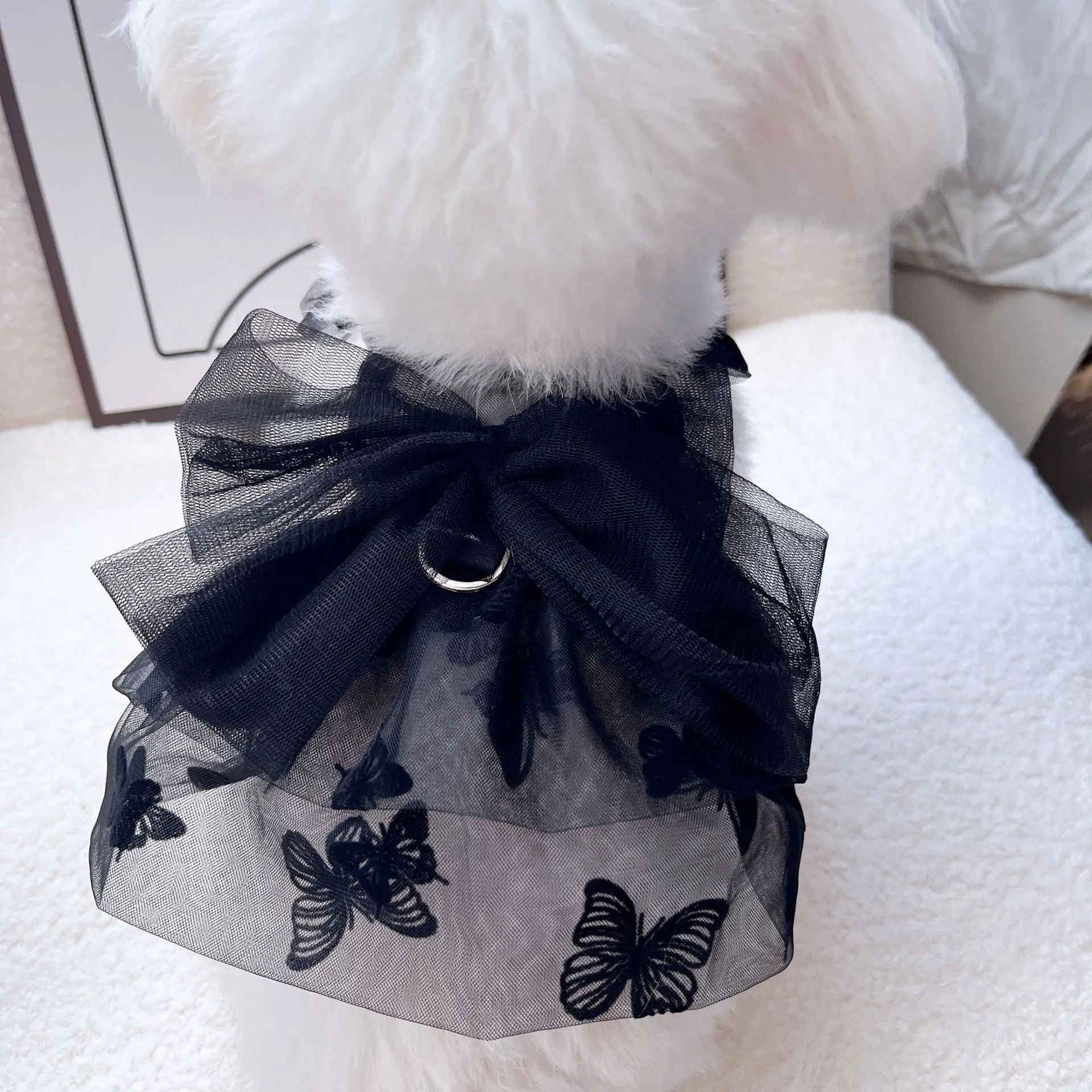 Black polyester princess tulle skirt pet clothing for small dogs and cats