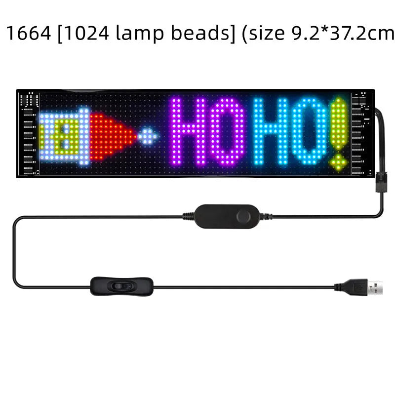 Flexible LED wireless soft screen with 37.2cm length and USB power for custom indoor scrolling display