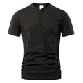 Men's solid colour slub cotton short sleeve T-shirt in British style casual design.