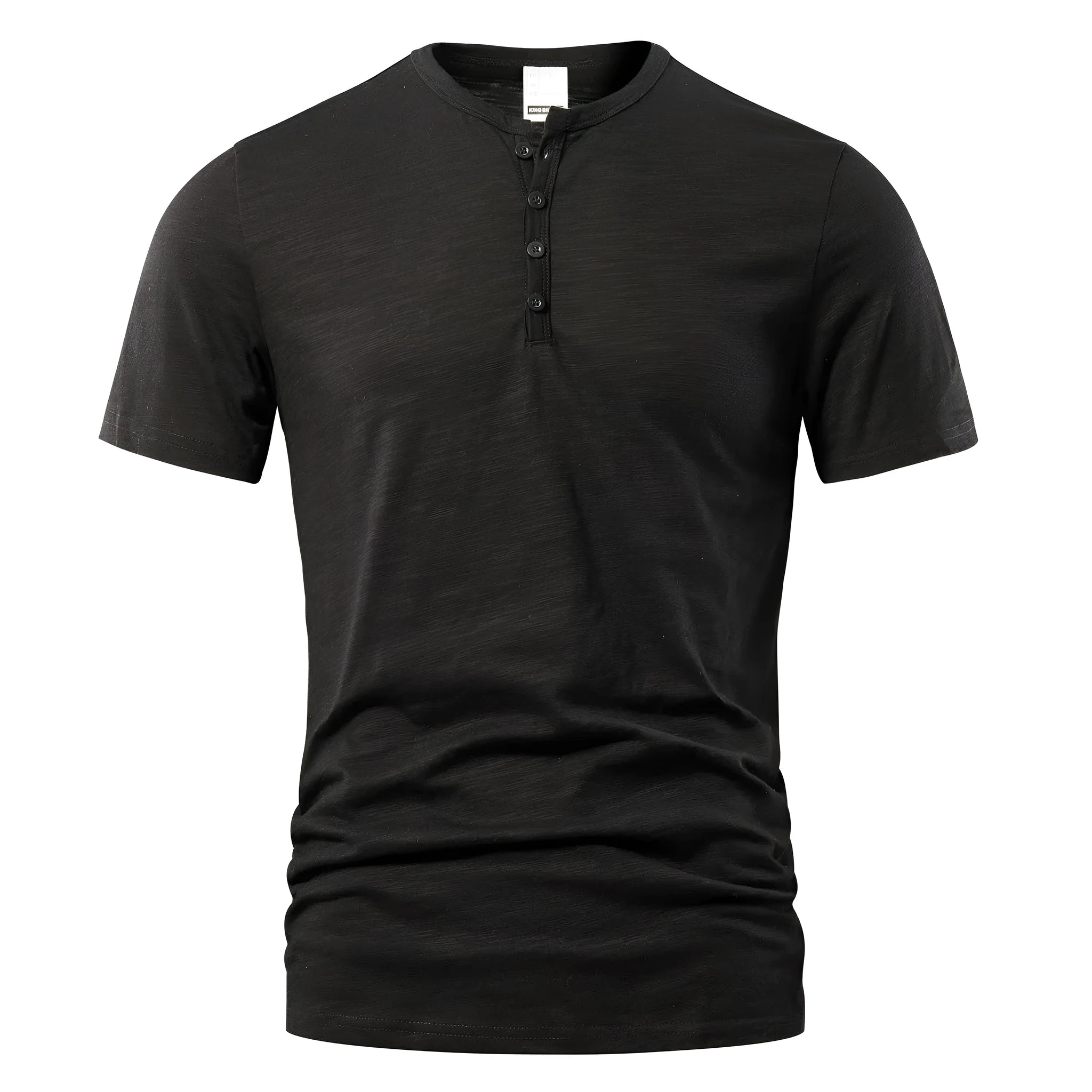 Men's solid colour slub cotton short sleeve T-shirt in British style casual design.