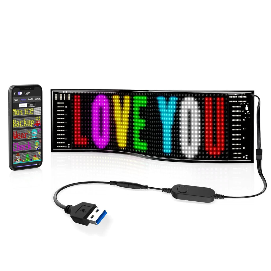 Flexible LED wireless soft screen with 37.2cm length and USB power for custom indoor scrolling display