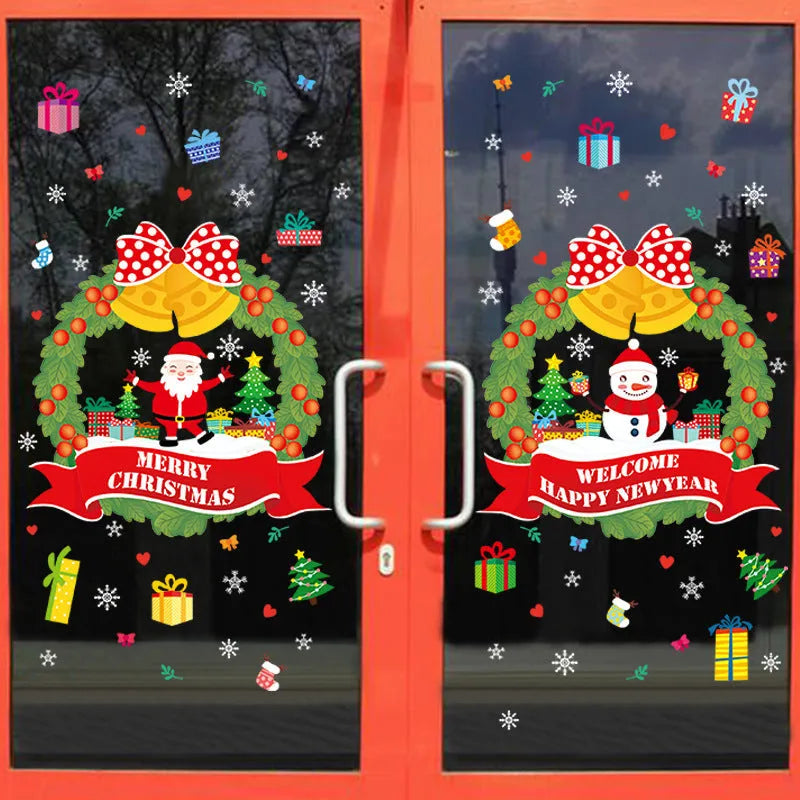 Large Christmas window sticker with anime pattern, 60 × 45cm electrostatic PVC decal for glass surfaces