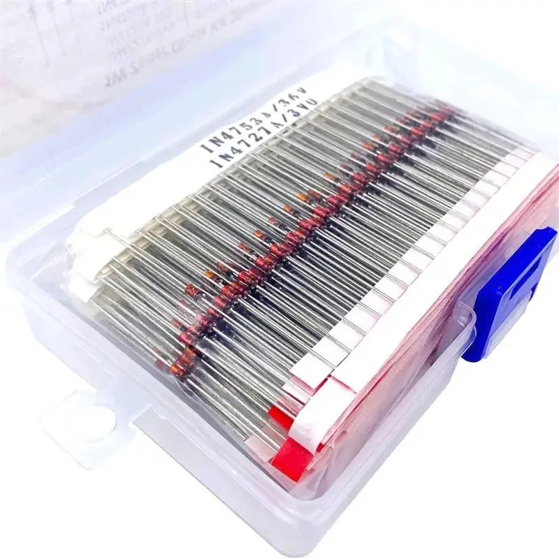 Boxed 1W Zener diode with 50V reverse breakdown voltage for electronic circuits