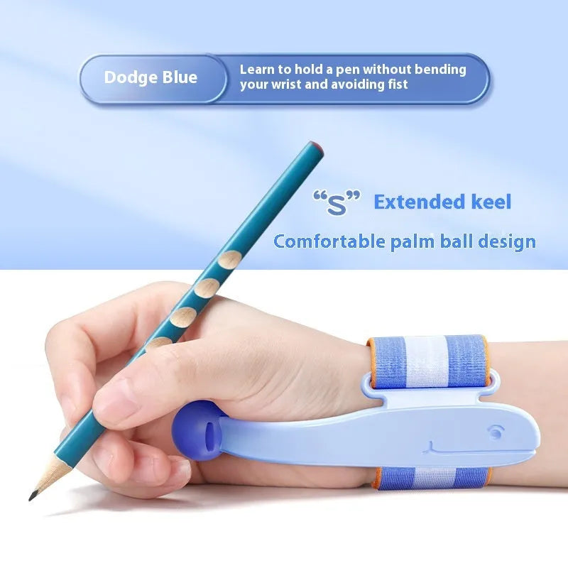 Anti-hook holder pen control corrector wrist brace for handwriting improvement in blue colour