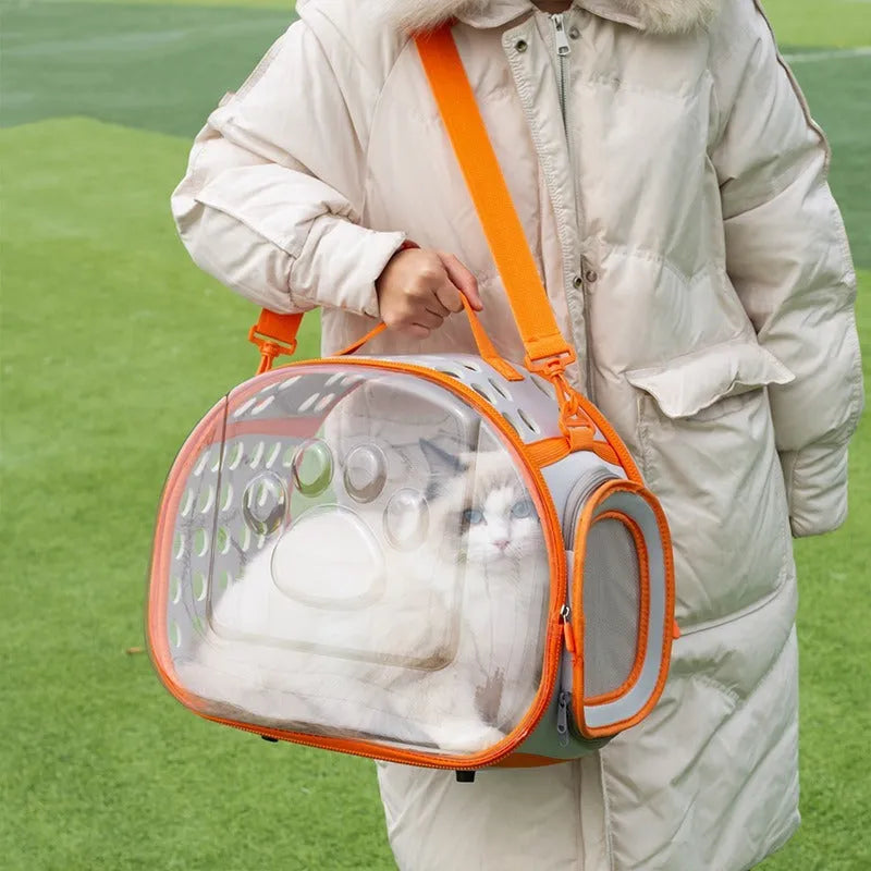 Transparent space capsule backpack cat carrier with hard EVA shell in multiple colour options