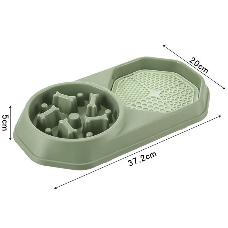 Blue slow feeder dog bowl with maze pattern and non-slip base for small medium dogs.