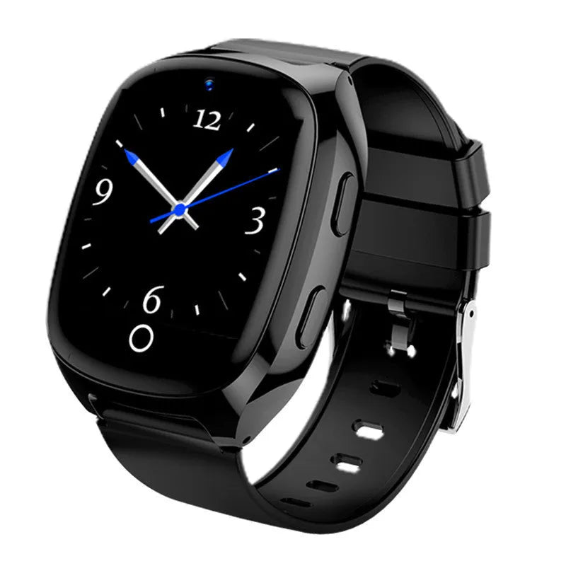 Black GPS smart watch with 1.54-inch touch screen displaying health metrics and SOS function.